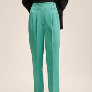 NWT Mango Lyocell Trousers Small Teal/Green